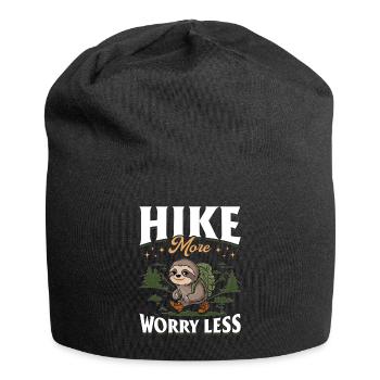 Sloth Hiking Mountains Hike More Worry Less - Jersey-Beanie - Schwarz - Vorne