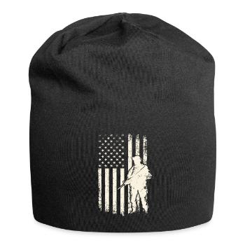 Soldat et drapeau des États-Unis – Journée des anciens combattants et 4 juillet - Bonnet en jersey - noir - Devant