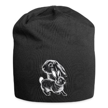 Kaninchen - Jersey-Beanie - Schwarz - Vorne