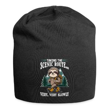 Sloth Hiking Mountains Taking the scenic route - Jersey Beanie - black - Front