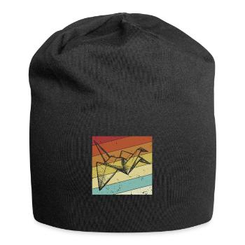 Retro Falten Eule Papier Kranich Meister Origami - Jersey-Beanie - Schwarz - Vorne