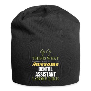 This is What an Awesome Dental Assistant Looks Lik - Jersey Beanie - black - Front