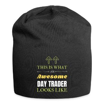 So sieht ein großartiger Daytrader aus - Jersey-Beanie - Schwarz - Vorne