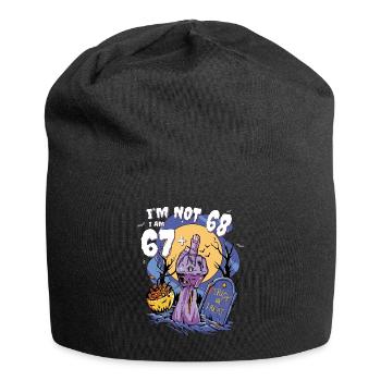 I am 67 + Zombie Finger: October Halloween 68th - Jersey Beanie - black - Front
