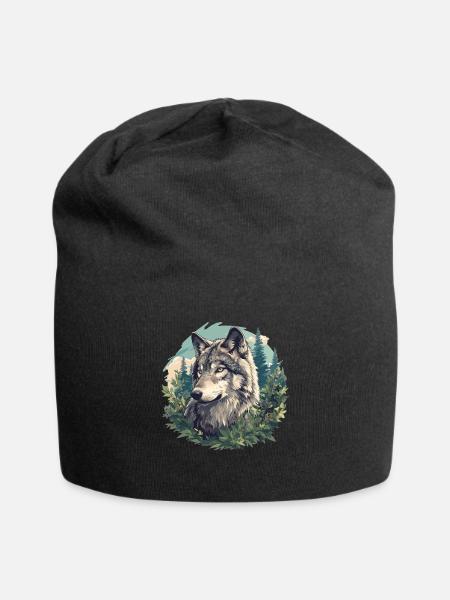 Wölfe Wolf - Jersey-Beanie - Schwarz