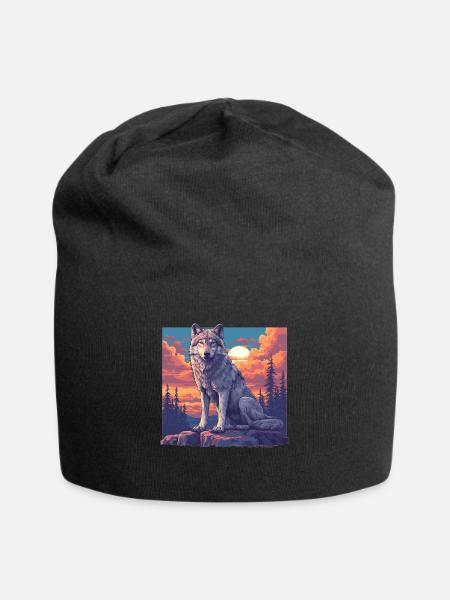 Wölfe Wolf - Jersey-Beanie - Schwarz