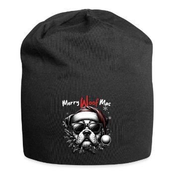 Santa Claus Dog Christmas Men & Women - Jersey Beanie - black - Front