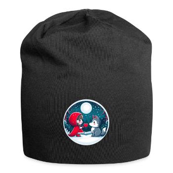 Conte de fées Petit Chaperon Rouge Loup Enfants Coeur Lune Mignon - Bonnet en jersey - noir - Devant