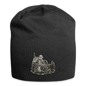 Jäger Mit Hund Im Wald Naturverbunden - Jersey-Beanie - Schwarz - Vorne