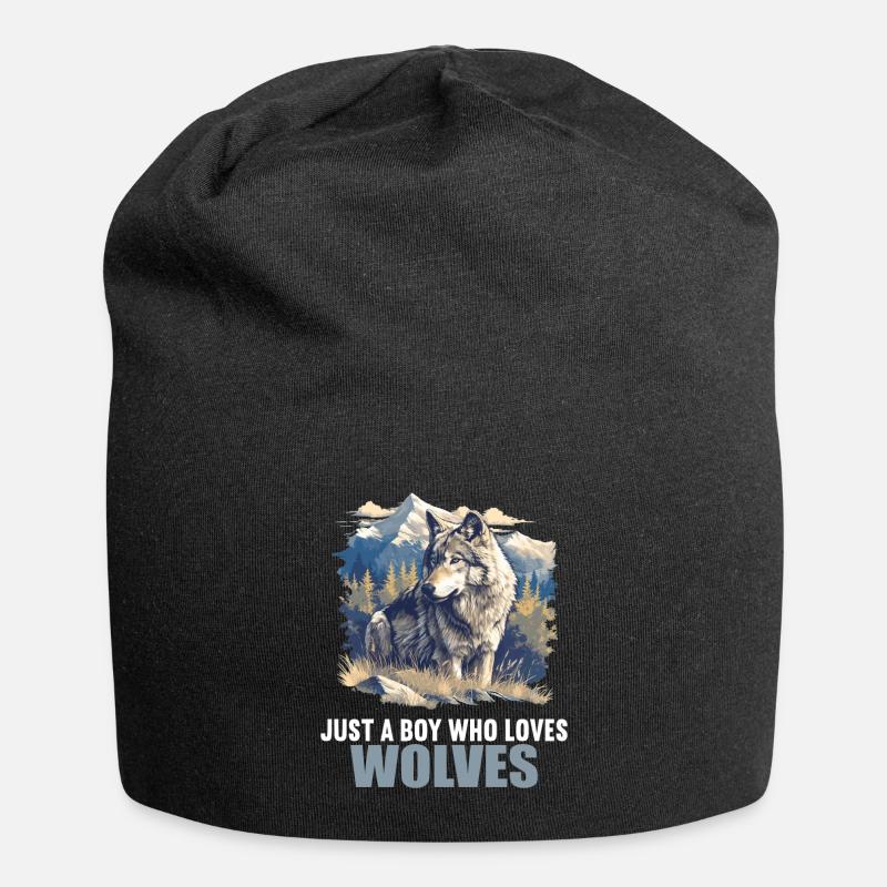 Wölfe Wolf - Jersey-Beanie - Schwarz