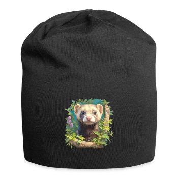 Ferret Frettchen - Jersey-Beanie - Schwarz - Vorne