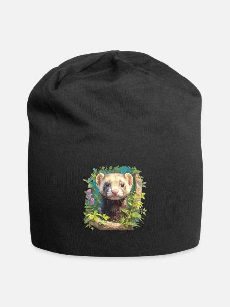 Ferret Frettchen - Jersey-Beanie - Schwarz