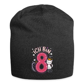 8. Geburtstag Katze Kätzchen Kindergeburtstag - Jersey-Beanie - Anthrazit - Vorne
