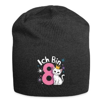 8. Geburtstag Katze Kätzchen Kindergeburtstag - Jersey-Beanie - Anthrazit - Vorne
