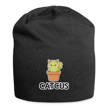 Catcus Cactus Cat Cute Cat Funny Pun - Jersey Beanie - black - Front