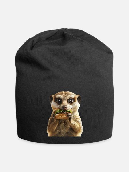 Erdmännchen - Jersey-Beanie - Schwarz