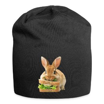 Kaninchen - Jersey-Beanie - Schwarz - Vorne