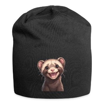 Ferret Frettchen - Jersey-Beanie - Schwarz - Vorne