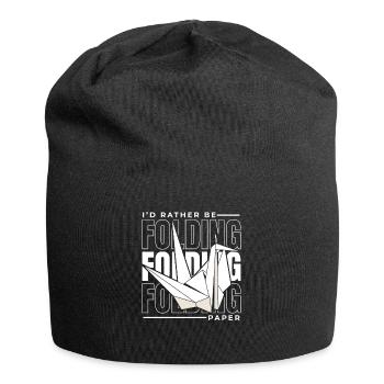 Je préfère plier du papier Papier grue Plier - Bonnet en jersey - noir - Devant