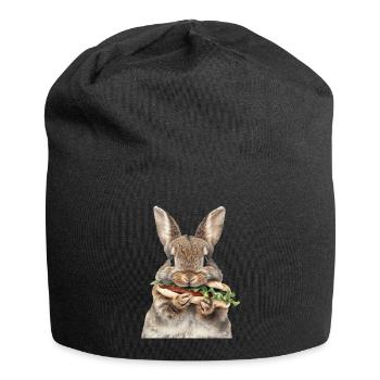 Kaninchen - Jersey-Beanie - Schwarz - Vorne