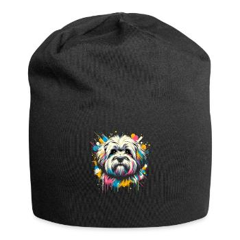 Colorful Splash Art Coton de Tuléar - Bonnet en jersey - noir - Devant