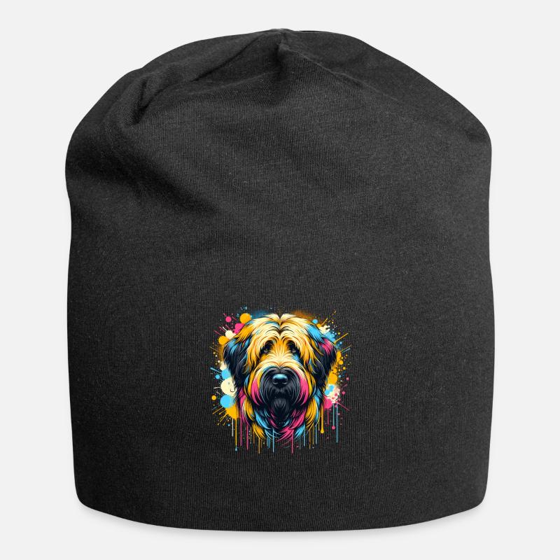 Bunte Splash Art Briard Briards - Jersey-Beanie - Schwarz