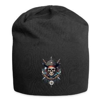 Piratenflaggen Skull Jolly Roger Pirat Kostüm - Jersey-Beanie - Schwarz - Vorne