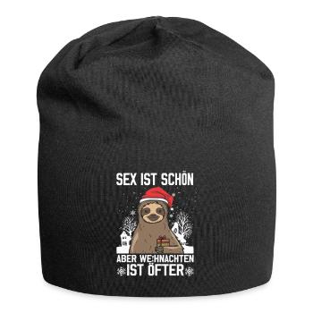 Lustiges Weihnachts-Faultier - Jersey-Beanie - Schwarz - Vorne