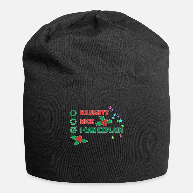 Weihnachtsdesign unartig Ich kann es erklären - Jersey-Beanie - Schwarz
