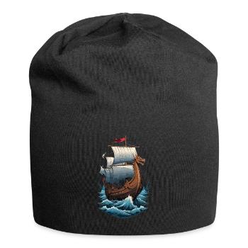 Wikinger Drachenboot Auf Hoher See - Jersey-Beanie - Schwarz - Vorne