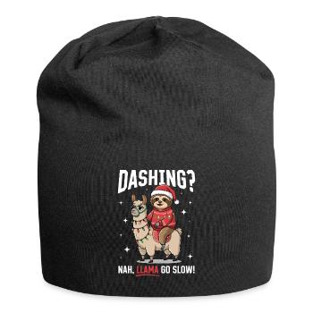 Sloth Llama Christmas Dashing? No, llama go slow! - Jersey Beanie - black - Front