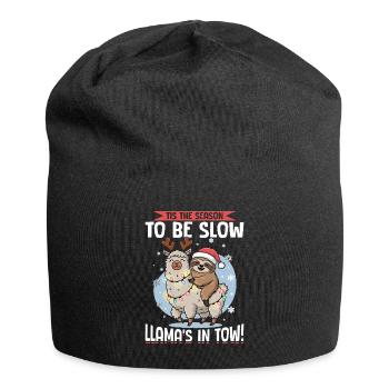 Sloth Llama Christmas Tis the season to be slow - Jersey Beanie - black - Front