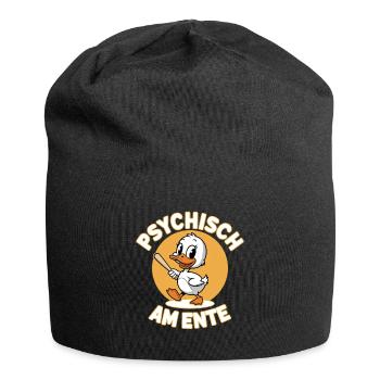 Psychically on the duck humorous duck joke - Jersey Beanie - black - Front