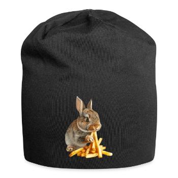 Kaninchen - Jersey-Beanie - Schwarz - Vorne