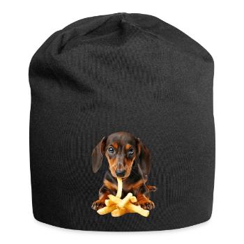 Dackel - Jersey-Beanie - Schwarz - Vorne