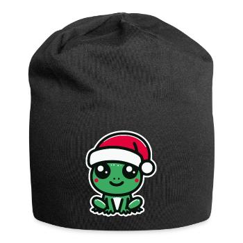 Weihnachten Frosch - Jersey-Beanie - Schwarz - Vorne