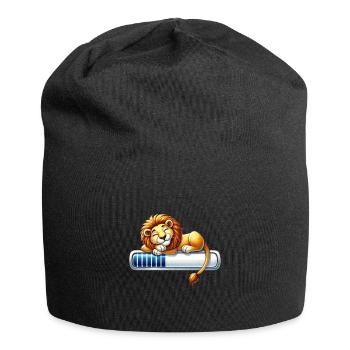 Cute Sleeping Lion on Loading Bar - Jersey Beanie - black - Front