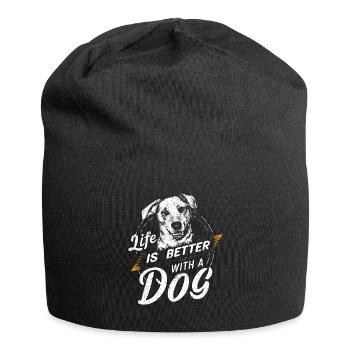 La vie est meilleure avec un chien / Amoureux des chiens - Bonnet en jersey - noir - Devant