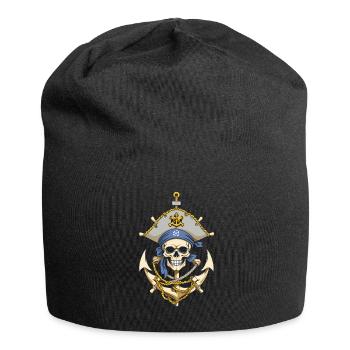Funny Pirate Outfit Jolly Roger Design - Jersey Beanie - black - Front