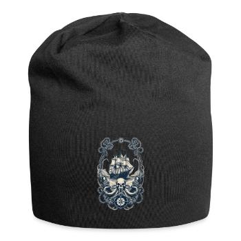 Adventure on the high seas with pirate ship - Jersey Beanie - black - Front