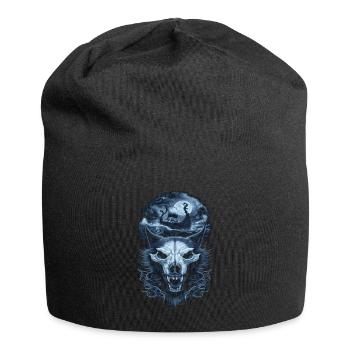 Vikings – Loups et navire au clair de lune - Bonnet en jersey - noir - Devant