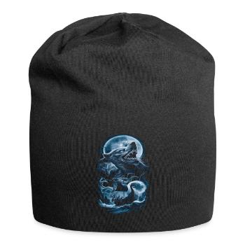 Vikings – Loups et navire au clair de lune - Bonnet en jersey - noir - Devant