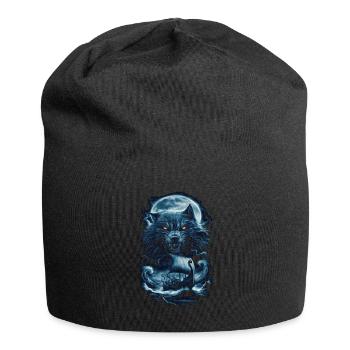Vikings – Loups et navire au clair de lune - Bonnet en jersey - noir - Devant