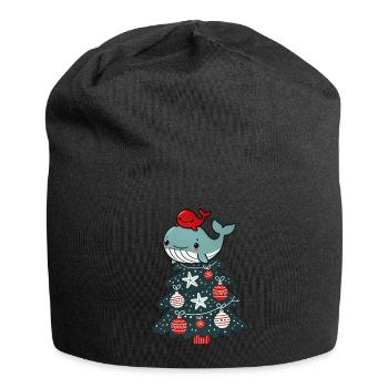 Cute Christmas Tree Fir Tree Cartoon with Sea - Jersey Beanie - black - Front