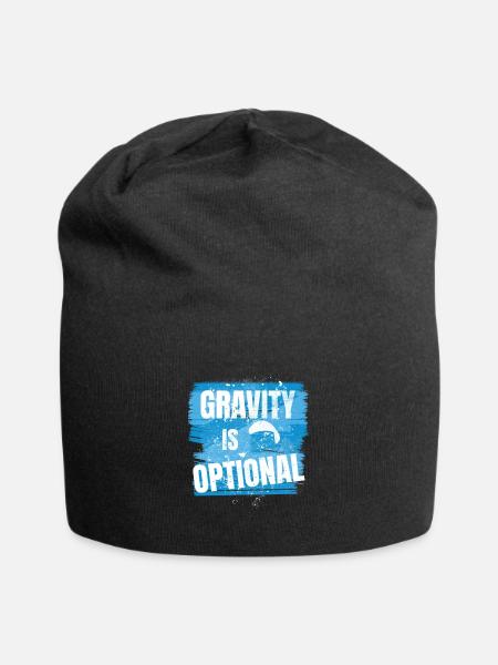 Gravity is optional - Flieger Spruch - Jersey-Beanie - Schwarz