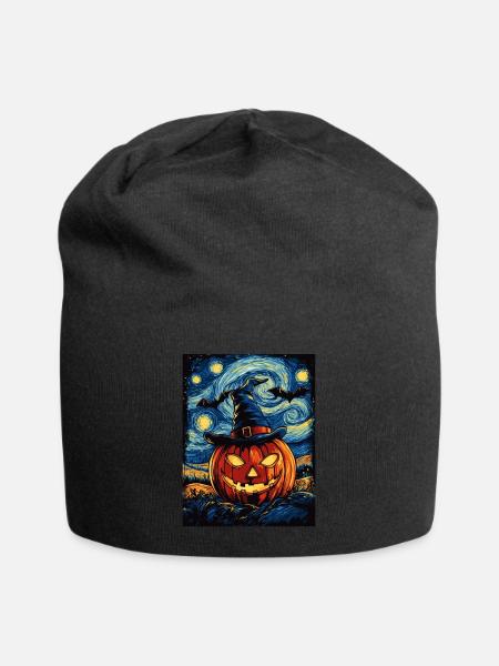 Halloween Geschenk Frauen Kürbis Männer Kinder - Jersey-Beanie - Schwarz