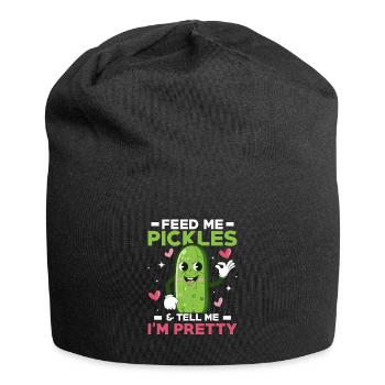 Feed Me Pickles & Tell Me I'm Pretty Pickle Vegan - Jersey-Beanie - Schwarz - Vorne
