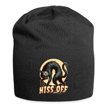 Gruselige Katzenkunst Hiss Off - Jersey-Beanie - Schwarz - Vorne