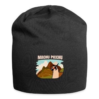 Machu Picchu Lama und Bergpanorama - Jersey-Beanie - Schwarz - Vorne