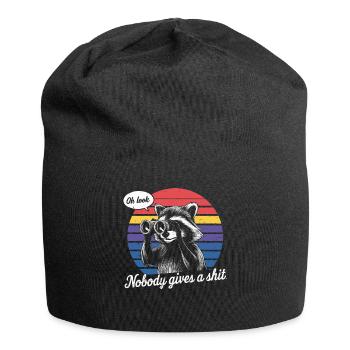 Sarcastic Raccoon - "Oh Look, Nobody Cares" Funny - Jersey Beanie - black - Front